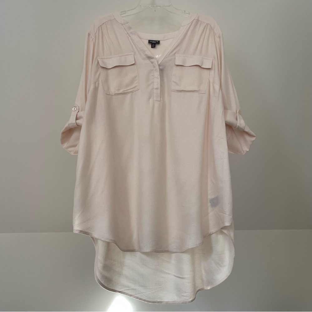 TORRID Harper Pullover 3/4 Sleeve in Ivory Flannel Fabric, NWT, Size 18/20